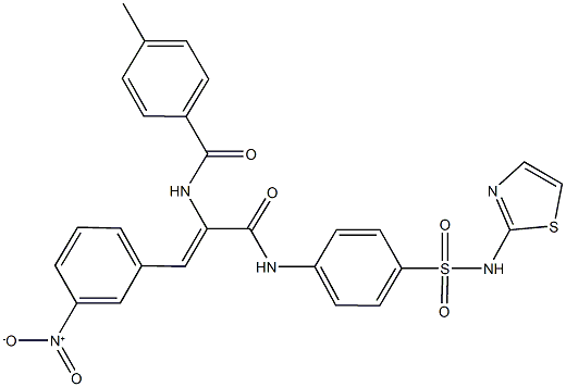 N-[2-{3-nitrophenyl}-1-({4-[(1,3-thiazol-2-ylamino)sulfonyl]anilino}carbonyl)vinyl]-4-methylbenzamide 结构式