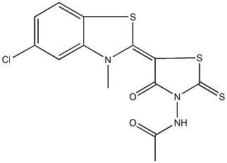 N-[5-(5-chloro-3-methyl-1,3-benzothiazol-2(3H)-ylidene)-4-oxo-2-thioxo-1,3-thiazolidin-3-yl]acetamide 结构式