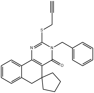 3-benzyl-2-(2-propynylsulfanyl)-5,6-dihydrospiro(benzo[h]quinazoline-5,1'-cyclopentane)-4(3H)-one 结构式