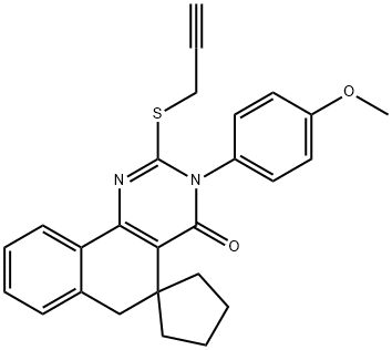 3-(4-methoxyphenyl)-2-(2-propynylsulfanyl)-5,6-dihydrospiro(benzo[h]quinazoline-5,1'-cyclopentane)-4(3H)-one 结构式