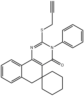 3-phenyl-2-(2-propynylsulfanyl)-5,6-dihydrospiro(benzo[h]quinazoline-5,1'-cyclohexane)-4(3H)-one 结构式