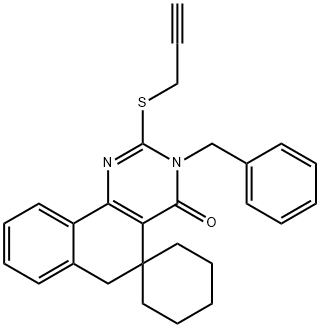 3-benzyl-2-(2-propynylsulfanyl)-5,6-dihydrospiro(benzo[h]quinazoline-5,1'-cyclohexane)-4(3H)-one 结构式