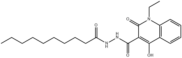 N'-decanoyl-1-ethyl-4-hydroxy-2-oxo-1,2-dihydroquinoline-3-carbohydrazide 结构式