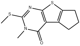 3-methyl-2-(methylsulfanyl)-3,5,6,7-tetrahydro-4H-cyclopenta[4,5]thieno[2,3-d]pyrimidin-4-one 结构式