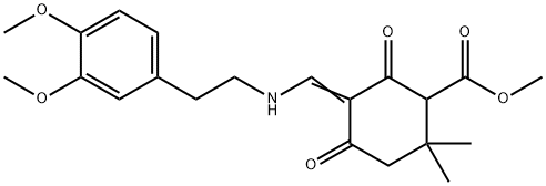 methyl 5-({[2-(3,4-dimethoxyphenyl)ethyl]amino}methylene)-2,2-dimethyl-4,6-dioxocyclohexanecarboxylate 结构式