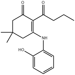 2-butyryl-3-(2-hydroxyanilino)-5,5-dimethyl-2-cyclohexen-1-one 结构式