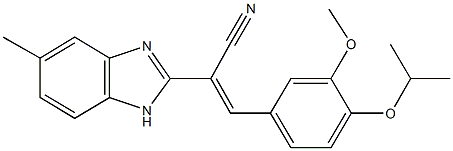 3-(4-isopropoxy-3-methoxyphenyl)-2-(5-methyl-1H-benzimidazol-2-yl)acrylonitrile 结构式