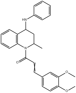N-{1-[3-(3,4-dimethoxyphenyl)acryloyl]-2-methyl-1,2,3,4-tetrahydro-4-quinolinyl}-N-phenylamine 结构式