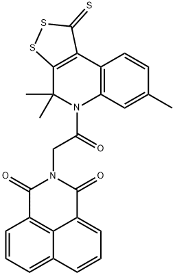 2-[2-oxo-2-(4,4,7-trimethyl-1-thioxo-1,4-dihydro-5H-[1,2]dithiolo[3,4-c]quinolin-5-yl)ethyl]-1H-benzo[de]isoquinoline-1,3(2H)-dione 结构式