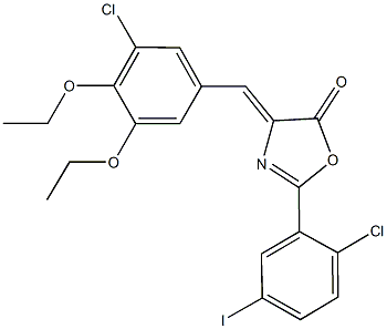 4-(3-chloro-4,5-diethoxybenzylidene)-2-(2-chloro-5-iodophenyl)-1,3-oxazol-5(4H)-one 结构式