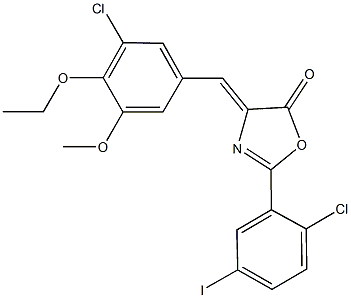 4-(3-chloro-4-ethoxy-5-methoxybenzylidene)-2-(2-chloro-5-iodophenyl)-1,3-oxazol-5(4H)-one 结构式