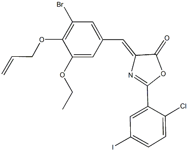 4-[4-(allyloxy)-3-bromo-5-ethoxybenzylidene]-2-(2-chloro-5-iodophenyl)-1,3-oxazol-5(4H)-one 结构式
