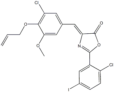 4-[4-(allyloxy)-3-chloro-5-methoxybenzylidene]-2-(2-chloro-5-iodophenyl)-1,3-oxazol-5(4H)-one 结构式