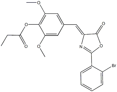 4-[(2-(2-bromophenyl)-5-oxo-1,3-oxazol-4(5H)-ylidene)methyl]-2,6-dimethoxyphenyl propionate 结构式