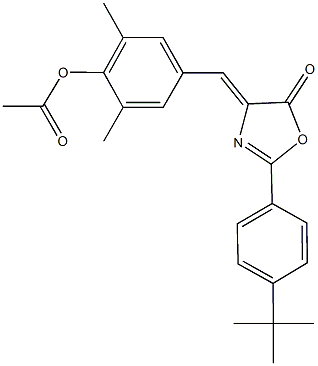 4-[(2-(4-tert-butylphenyl)-5-oxo-1,3-oxazol-4(5H)-ylidene)methyl]-2,6-dimethylphenyl acetate 结构式