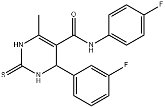 4-(3-fluorophenyl)-N-(4-fluorophenyl)-6-methyl-2-thioxo-1,2,3,4-tetrahydro-5-pyrimidinecarboxamide 结构式