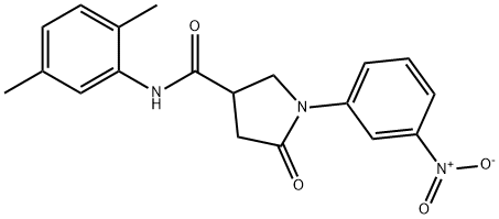 N-(2,5-dimethylphenyl)-1-{3-nitrophenyl}-5-oxo-3-pyrrolidinecarboxamide 结构式