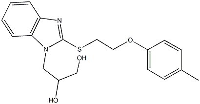 3-(2-{[2-(4-methylphenoxy)ethyl]sulfanyl}-1H-benzimidazol-1-yl)-1,2-propanediol 结构式