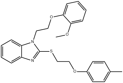 1-[2-(2-METHOXYPHENOXY)ETHYL]-2-{[2-(4-METHYLPHENOXY)ETHYL]SULFANYL}-1H-BENZIMIDAZOLE 结构式