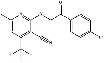 2-{[2-(4-bromophenyl)-2-oxoethyl]sulfanyl}-6-methyl-4-(trifluoromethyl)nicotinonitrile 结构式