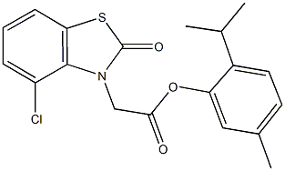 2-isopropyl-5-methylphenyl (4-chloro-2-oxo-1,3-benzothiazol-3(2H)-yl)acetate 结构式