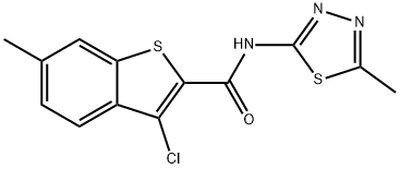 3-chloro-6-methyl-N-(5-methyl-1,3,4-thiadiazol-2-yl)-1-benzothiophene-2-carboxamide 结构式