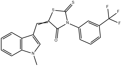 5-[(1-methyl-1H-indol-3-yl)methylene]-2-thioxo-3-[3-(trifluoromethyl)phenyl]-1,3-thiazolidin-4-one 结构式