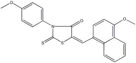 5-[(4-methoxy-1-naphthyl)methylene]-3-(4-methoxyphenyl)-2-thioxo-1,3-thiazolidin-4-one 结构式