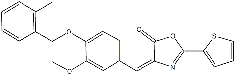 4-{3-methoxy-4-[(2-methylbenzyl)oxy]benzylidene}-2-(2-thienyl)-1,3-oxazol-5(4H)-one 结构式