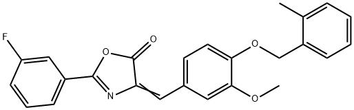 2-(3-fluorophenyl)-4-{3-methoxy-4-[(2-methylbenzyl)oxy]benzylidene}-1,3-oxazol-5(4H)-one 结构式