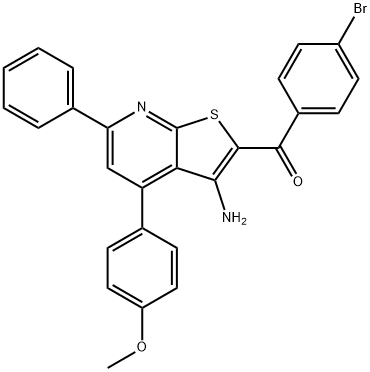 [3-amino-4-(4-methoxyphenyl)-6-phenylthieno[2,3-b]pyridin-2-yl](4-bromophenyl)methanone 结构式