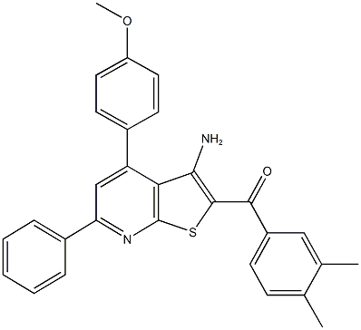 [3-amino-4-(4-methoxyphenyl)-6-phenylthieno[2,3-b]pyridin-2-yl](3,4-dimethylphenyl)methanone 结构式