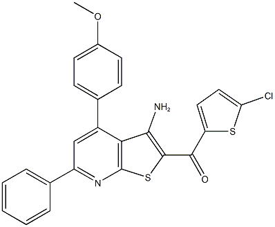 [3-amino-4-(4-methoxyphenyl)-6-phenylthieno[2,3-b]pyridin-2-yl](5-chloro-2-thienyl)methanone 结构式