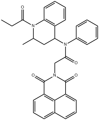 2-(1,3-dioxo-1H-benzo[de]isoquinolin-2(3H)-yl)-N-(2-methyl-1-propionyl-1,2,3,4-tetrahydro-4-quinolinyl)-N-phenylacetamide 结构式