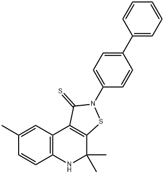 2-[1,1'-biphenyl]-4-yl-4,4,8-trimethyl-4,5-dihydroisothiazolo[5,4-c]quinoline-1(2H)-thione 结构式