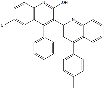 6'-chloro-4-(4-methylphenyl)-4'-phenyl-2,3'-biquinolin-2'-ol 结构式