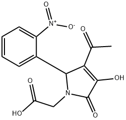 (3-acetyl-4-hydroxy-2-{2-nitrophenyl}-5-oxo-2,5-dihydro-1H-pyrrol-1-yl)acetic acid 结构式
