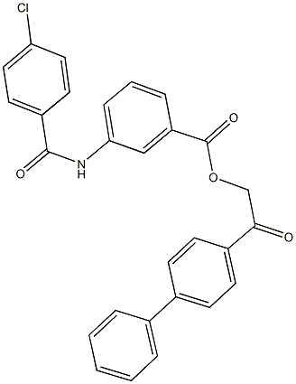 2-[1,1'-biphenyl]-4-yl-2-oxoethyl 3-[(4-chlorobenzoyl)amino]benzoate 结构式