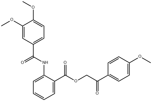 2-(4-methoxyphenyl)-2-oxoethyl 2-[(3,4-dimethoxybenzoyl)amino]benzoate 结构式