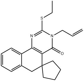 3-allyl-2-(ethylsulfanyl)-5,6-dihydrospiro(benzo[h]quinazoline-5,1'-cyclopentane)-4(3H)-one 结构式