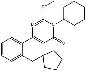 3-cyclohexyl-2-(methylsulfanyl)-5,6-dihydrospiro(benzo[h]quinazoline-5,1'-cyclopentane)-4(3H)-one 结构式