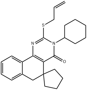 2-(allylsulfanyl)-3-cyclohexyl-5,6-dihydrospiro(benzo[h]quinazoline-5,1'-cyclopentane)-4(3H)-one 结构式