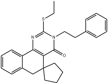 2-(ethylsulfanyl)-3-(2-phenylethyl)-5,6-dihydrospiro(benzo[h]quinazoline-5,1'-cyclopentane)-4(3H)-one 结构式