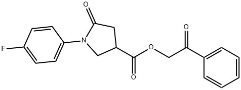 2-oxo-2-phenylethyl 1-(4-fluorophenyl)-5-oxo-3-pyrrolidinecarboxylate 结构式