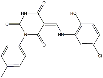 5-[(5-chloro-2-hydroxyanilino)methylene]-1-(4-methylphenyl)-2,4,6(1H,3H,5H)-pyrimidinetrione 结构式