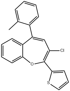 3-chloro-5-(2-methylphenyl)-2-(2-thienyl)-1-benzoxepine 结构式