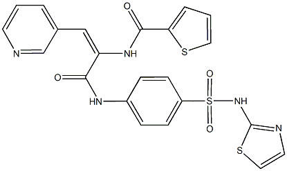 N-[2-(3-pyridinyl)-1-({4-[(1,3-thiazol-2-ylamino)sulfonyl]anilino}carbonyl)vinyl]-2-thiophenecarboxamide 结构式