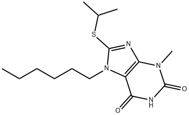 7-hexyl-8-(isopropylsulfanyl)-3-methyl-3,7-dihydro-1H-purine-2,6-dione 结构式