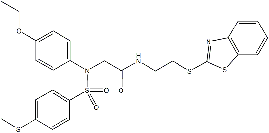 N-[2-(1,3-benzothiazol-2-ylsulfanyl)ethyl]-2-(4-ethoxy{[4-(methylsulfanyl)phenyl]sulfonyl}anilino)acetamide 结构式