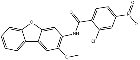 2-chloro-4-nitro-N-(2-methoxydibenzo[b,d]furan-3-yl)benzamide 结构式